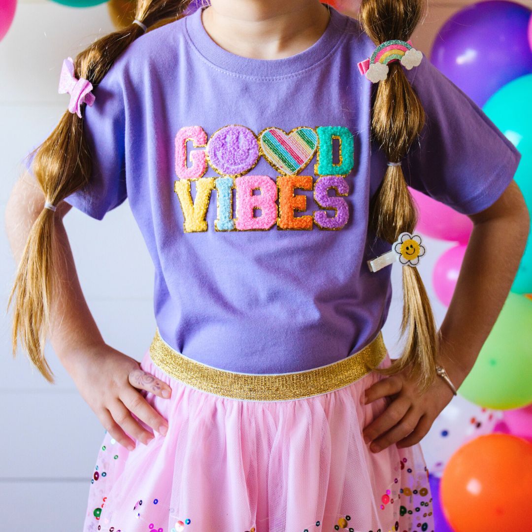 Sweet Wink Good Vibes Patch S/S Tee - Lavender