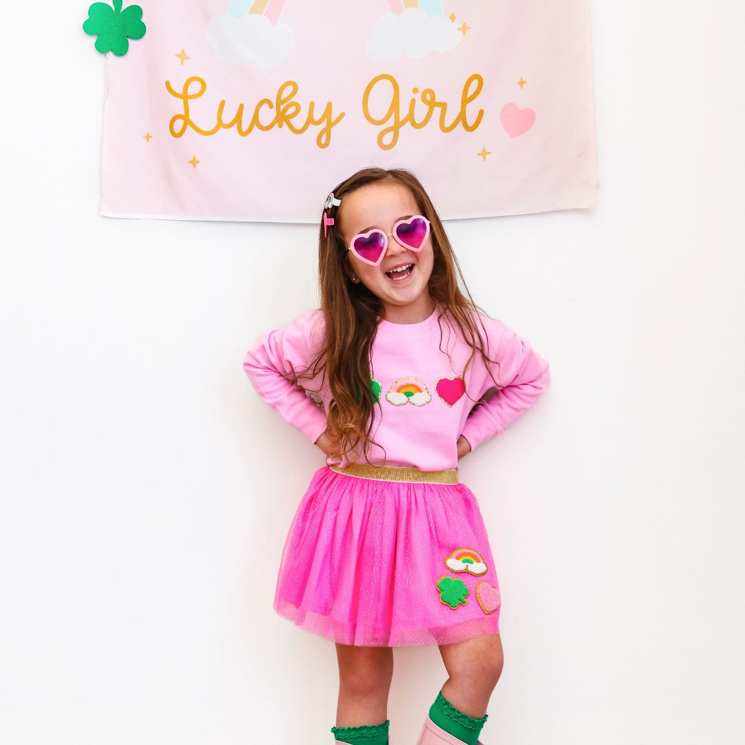 Sweet Wink Lucky Treats Patch St. Patrick's Day Sweatshirt - Pink