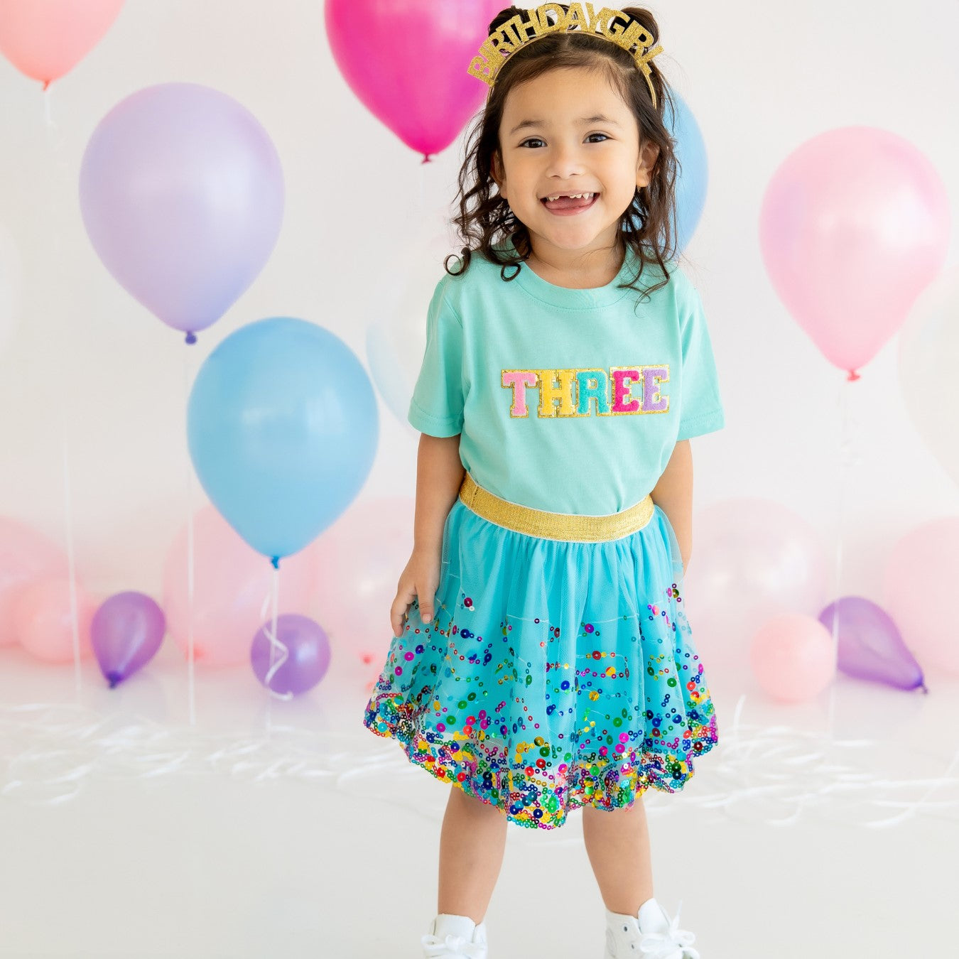 Sweet Wink Third Birthday Patch S/S Tee - Aqua