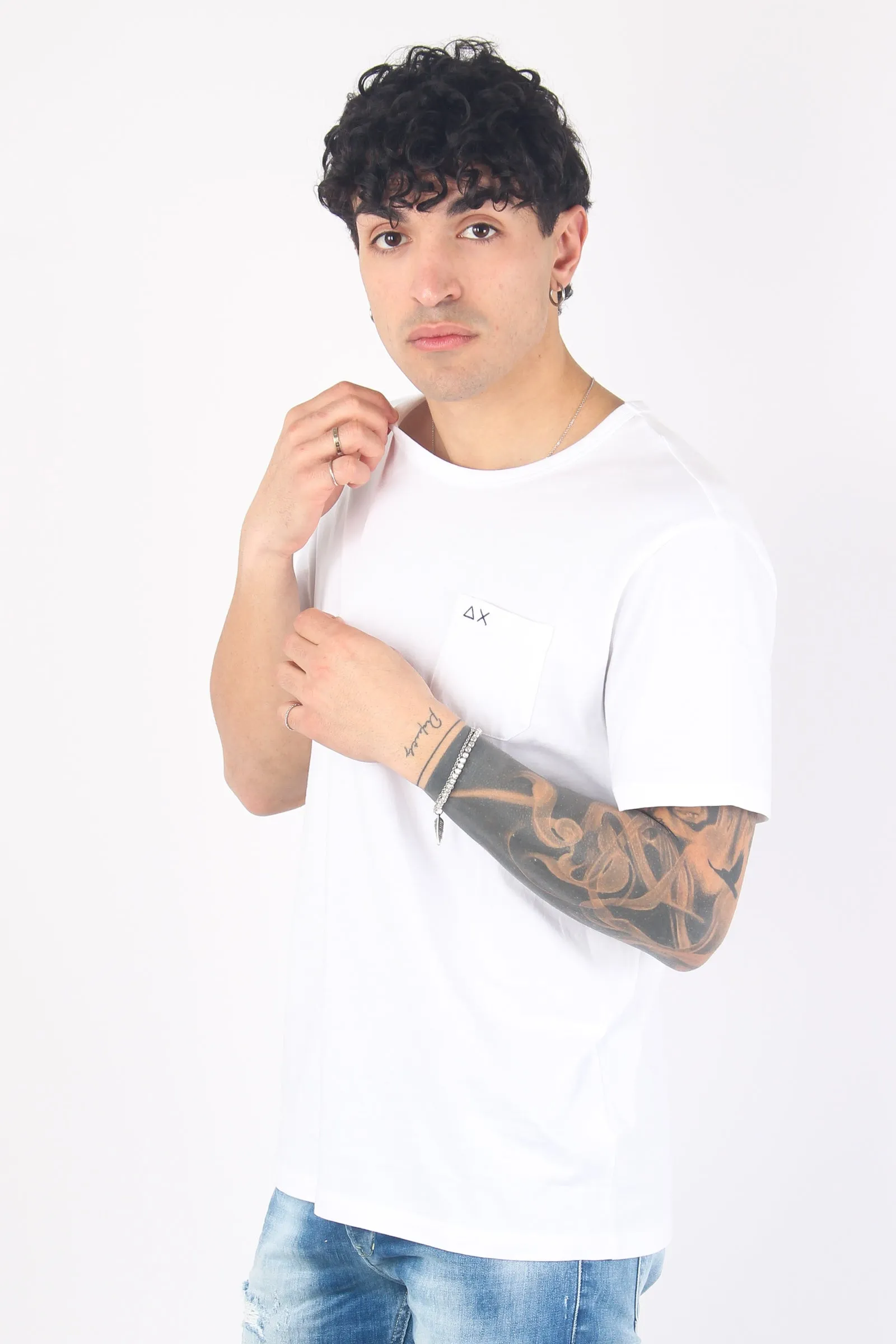 T-shirt Cotone Fiammato Taschi Bianco