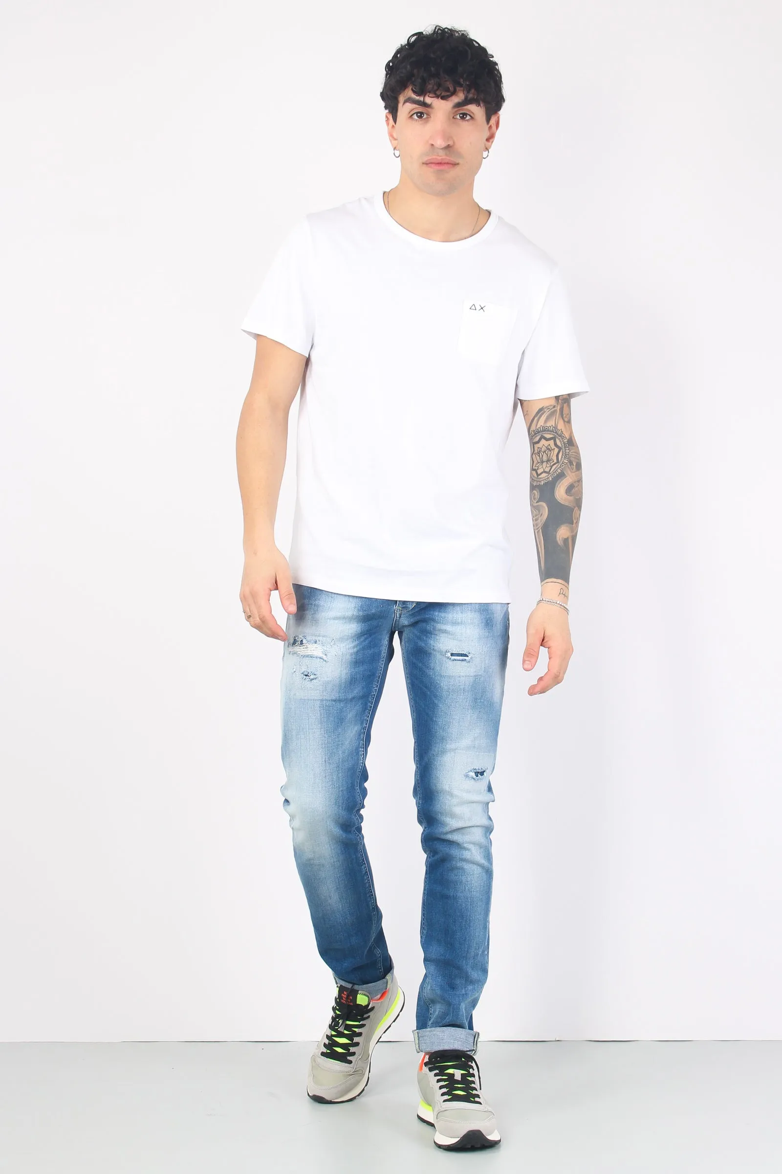 T-shirt Cotone Fiammato Taschi Bianco