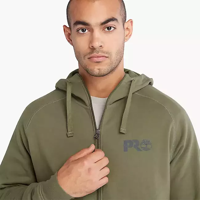 Timberland Pro Men's Hood Sport Zip Front Sweatshirt -Olive- TB0A64RNH08