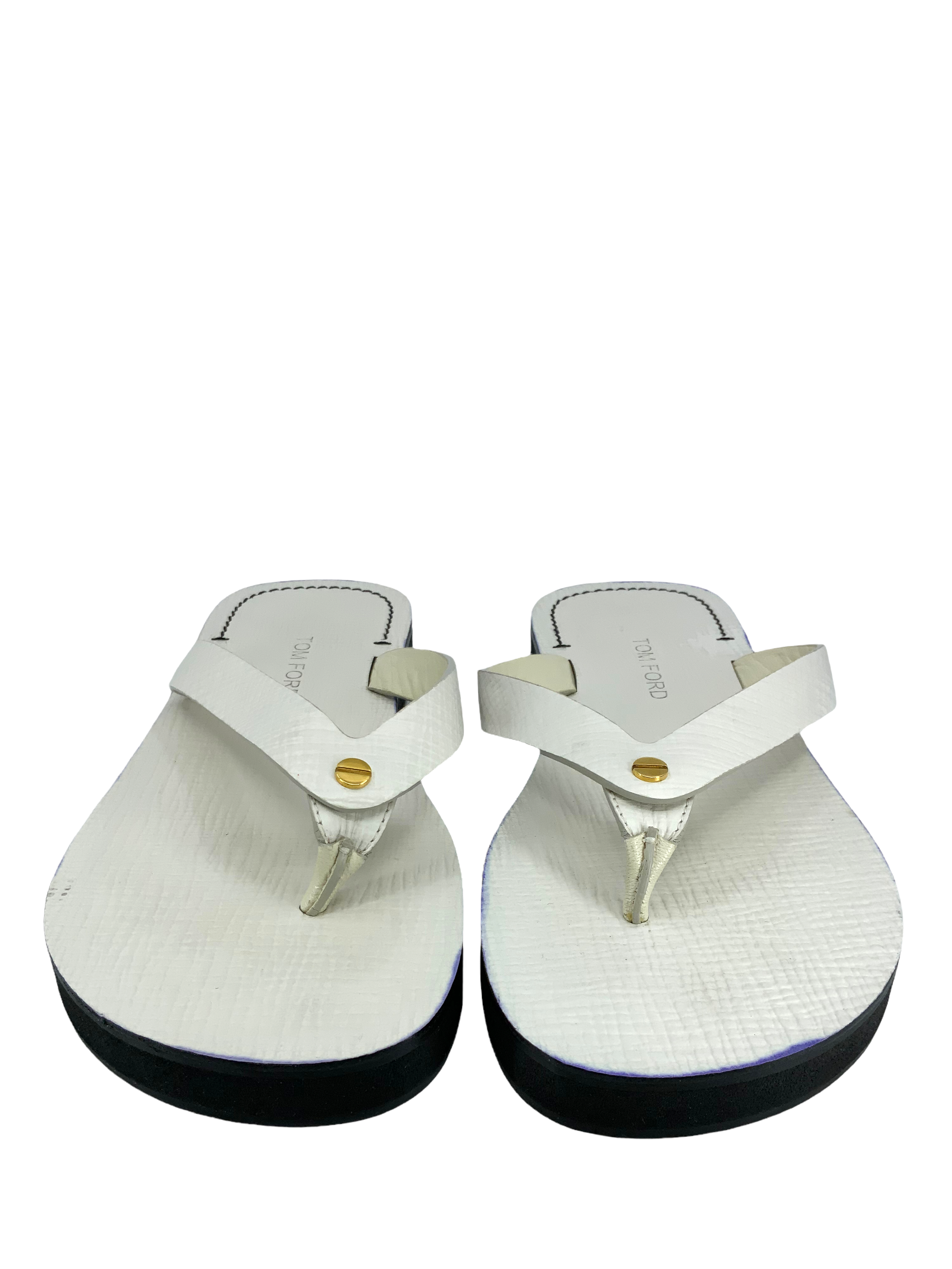 TOM FORD Textured Leather Thong Sandals Size 6