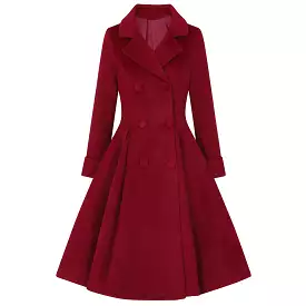 Wine Red Burgundy Vintage Inspired Classic Swing Coat