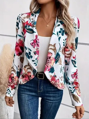 Women's Blazer Long Sleeve Blazers Casual Plant