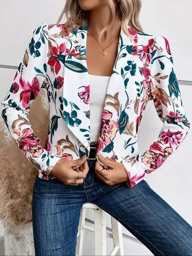 Women's Blazer Long Sleeve Blazers Casual Plant