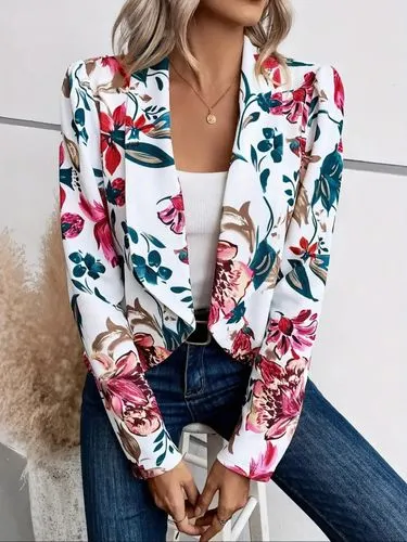 Women's Blazer Long Sleeve Blazers Casual Plant