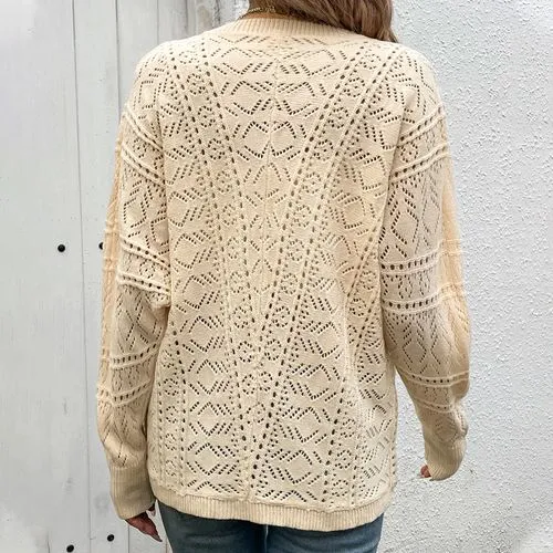 Women's Cardigan Sweater Long Sleeve Sweaters & Cardigans Button Casual Elegant Solid Color Argyle