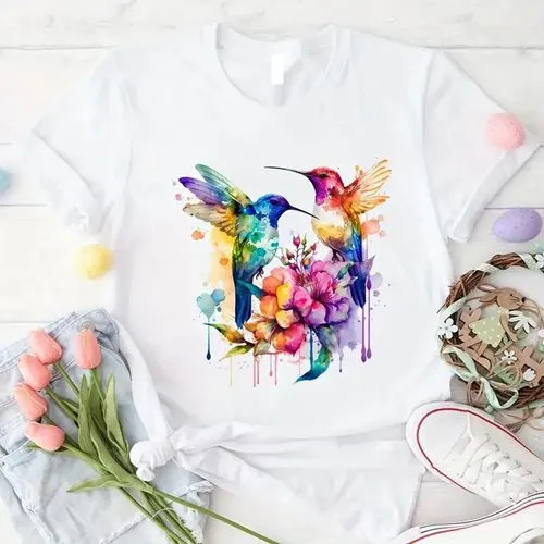 Women's T-shirt Short Sleeve T-Shirts Casual Bird