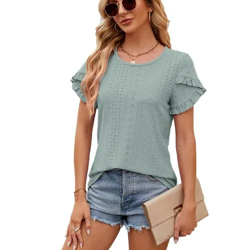 Women's T-shirt Short Sleeve T-Shirts Patchwork Streetwear Solid Color