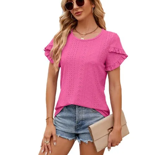 Women's T-shirt Short Sleeve T-Shirts Patchwork Streetwear Solid Color