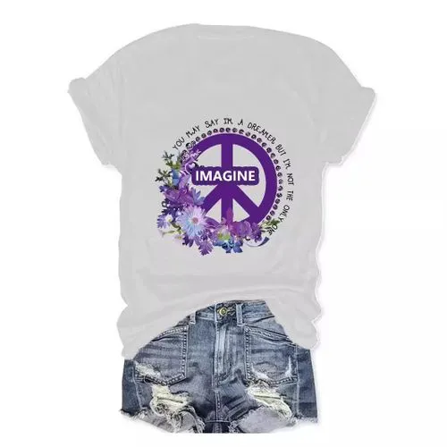 Women's T-shirt Short Sleeve T-Shirts Printing Streetwear Letter Symbol Flower