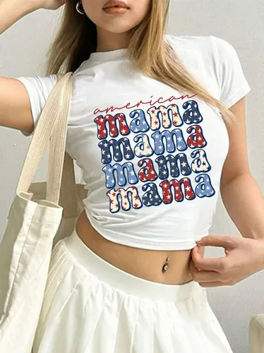 Women's T-shirt Short Sleeve T-Shirts Printing Y2K Letter