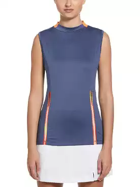 Womens Color Block Chroma Stripe Golf Top