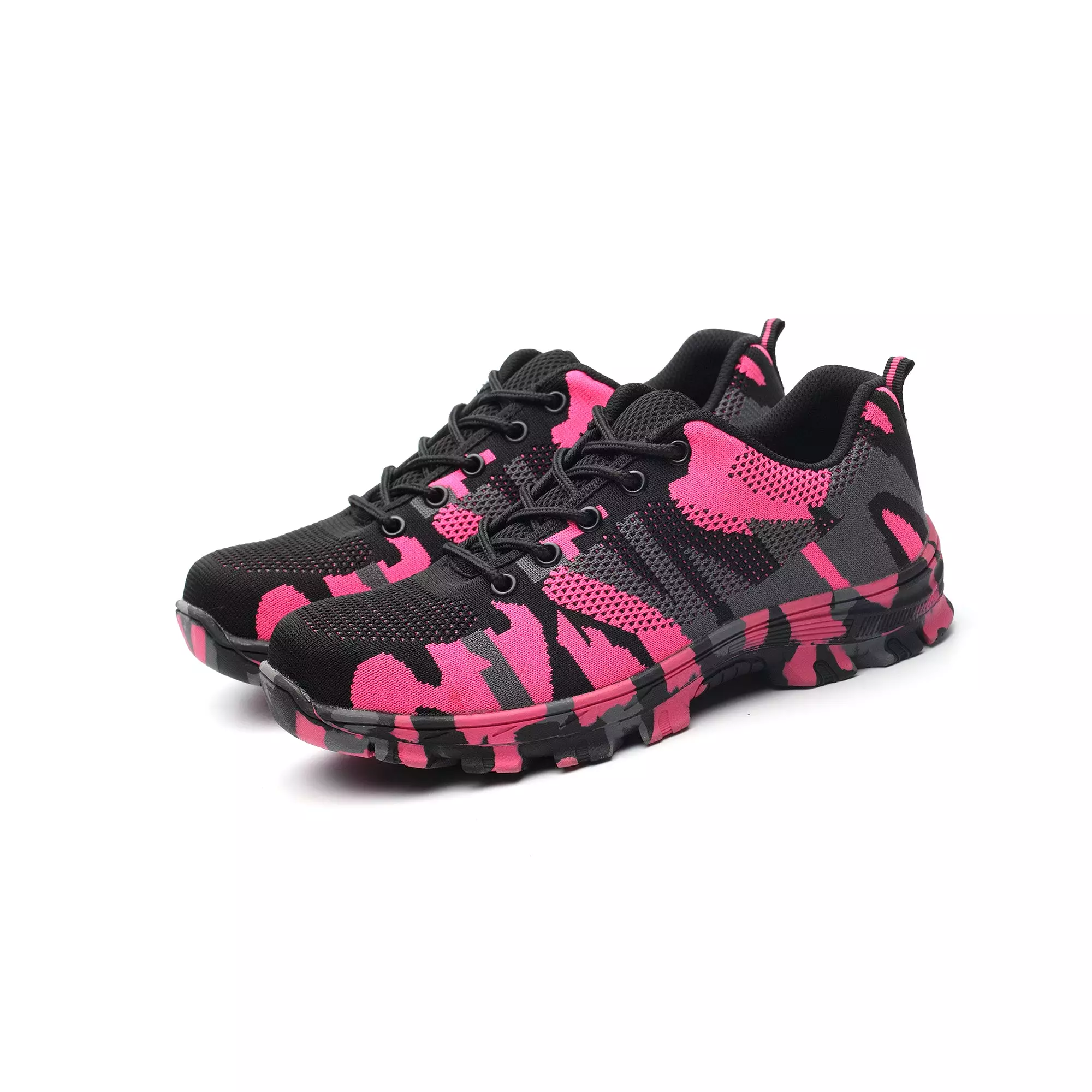 YSK 526: Camo Steel Toe Fashion Shoes (Pink)