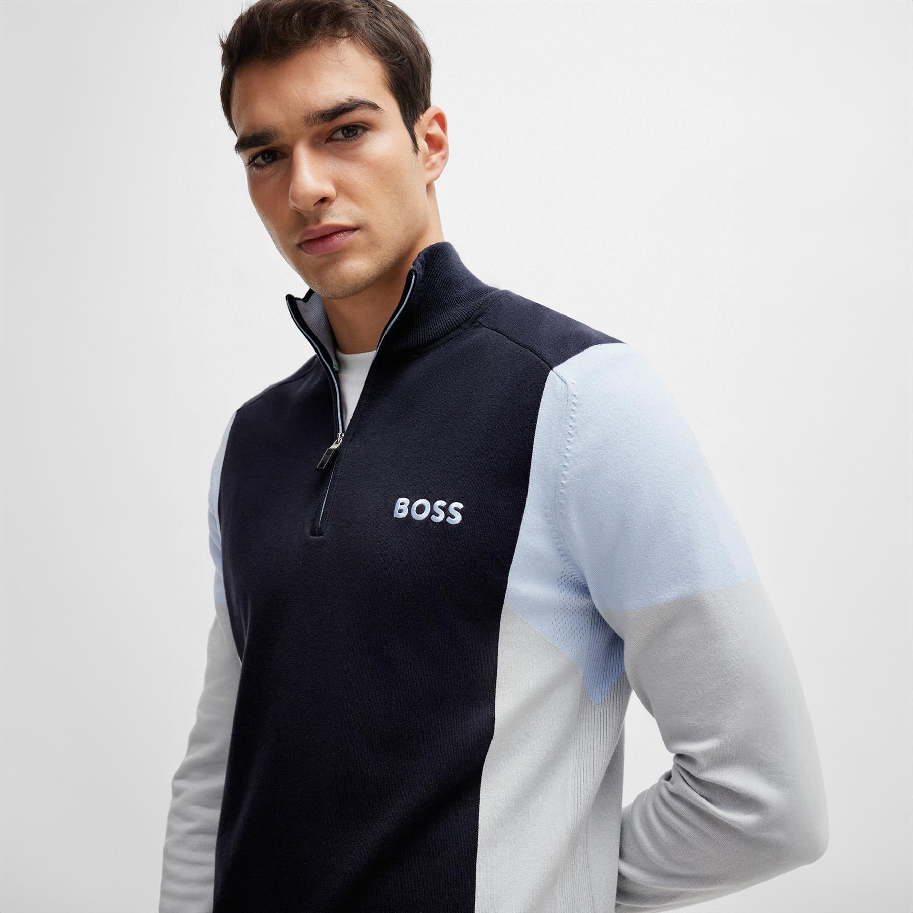 Zelchior-X Regular Fit Quarter Zip Knit Dark Blue - SU24